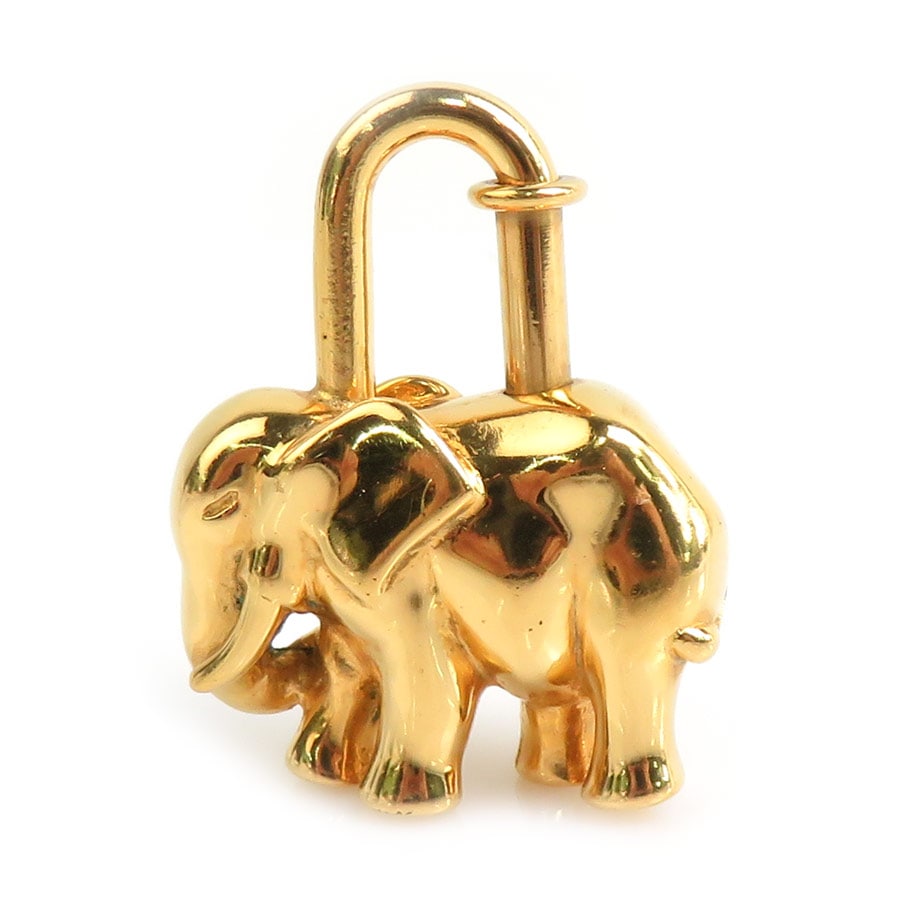 エルメス HERMES カデナ チャーム アニマルモチーフ ゾウ メタル ゴールド レディース e60666g