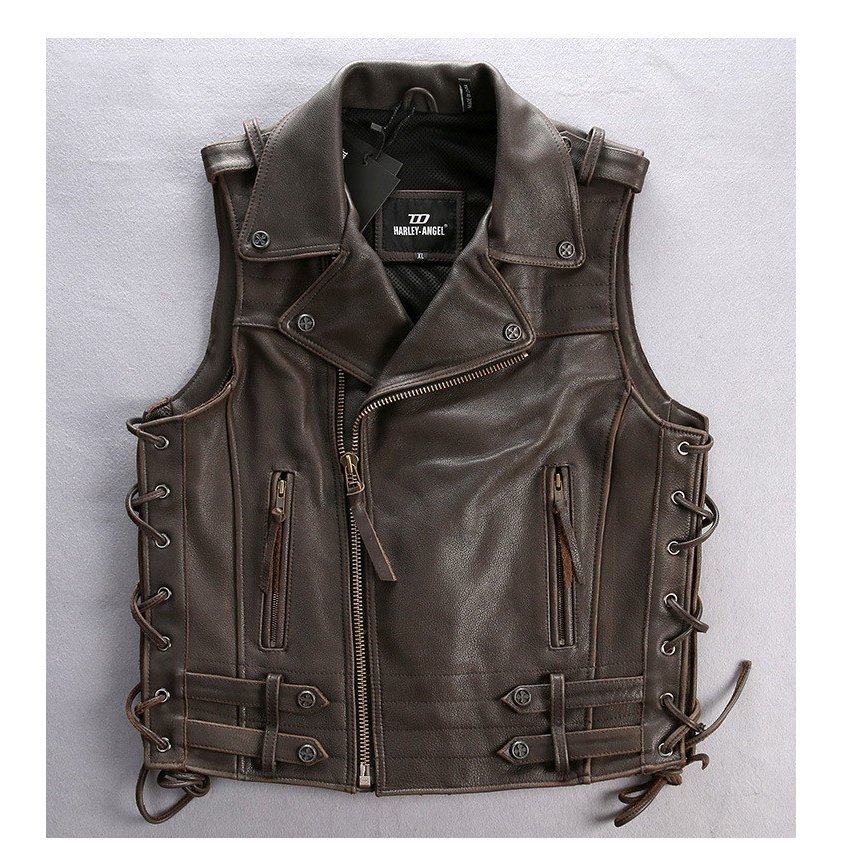 本革ジャケット レザーベスト 本革ベスト 革ベスト メンズ 革ジャン バイクウェア バイクジャケット