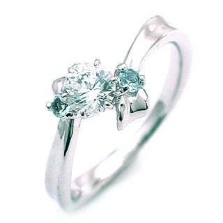 ( 3月誕生石 ) アクアマリン Pt ダイヤリング（婚約指輪エンゲージリング）楽ギフ_包装02P26Mar16