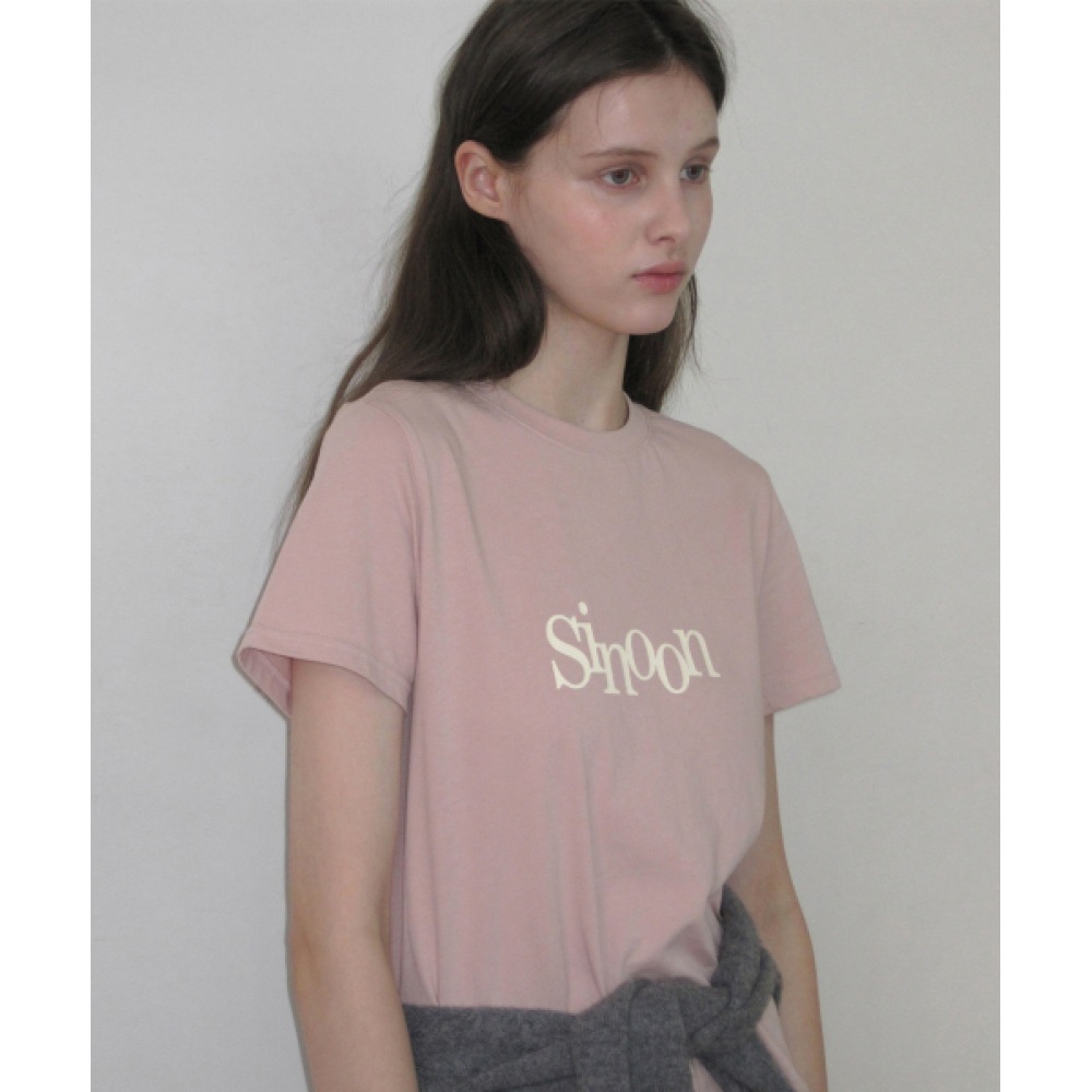 SINOON シヌーンシグネチャーロゴ Tシャツ (ピンク)