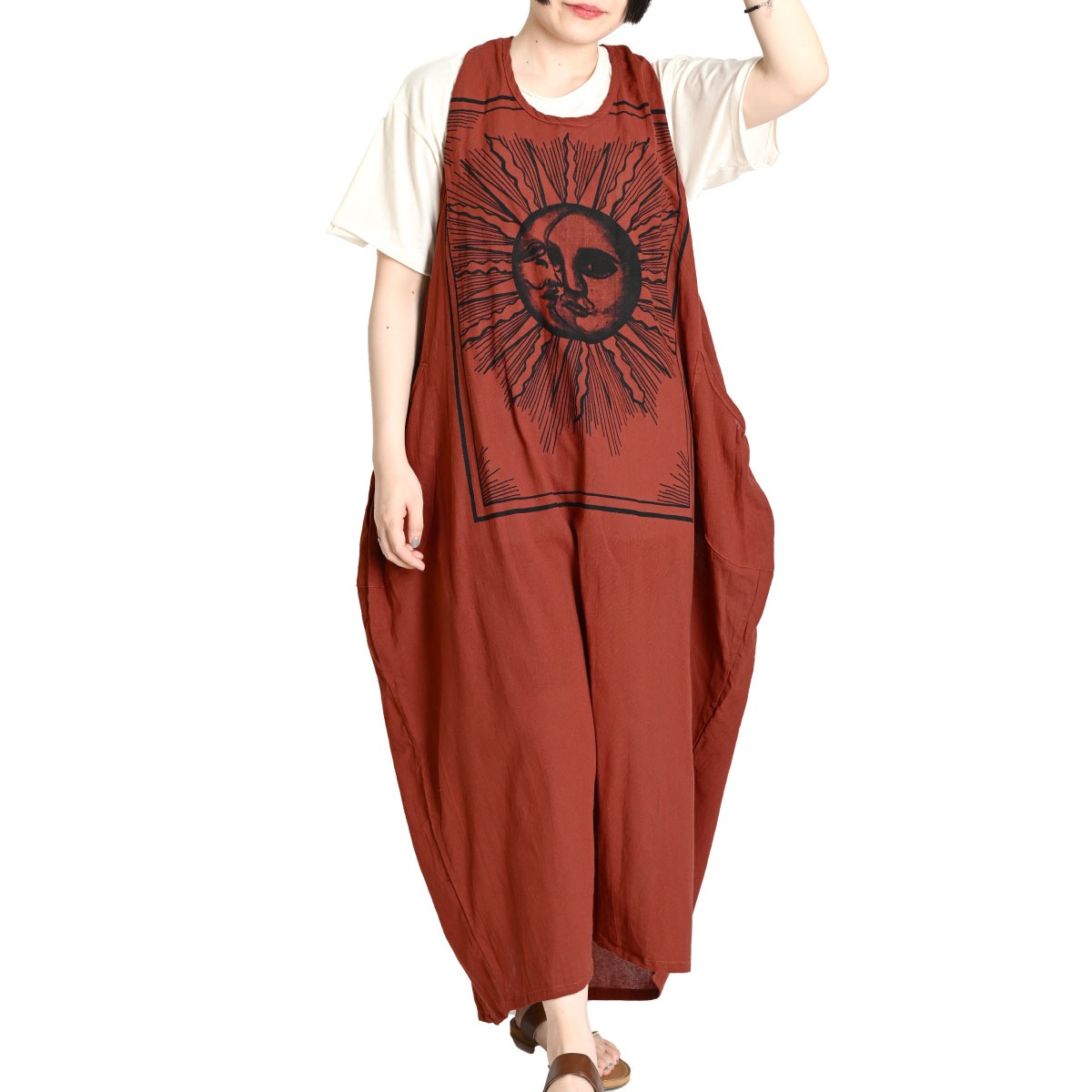 ワンピース ノースリーブ レディース 春 夏 ロング マキシ丈 アジアン エスニック ワンピ ロングワンピース マキシワンピース 無地 プリント 柄 フレアワンピース Aラインンピース 無地ワンピース