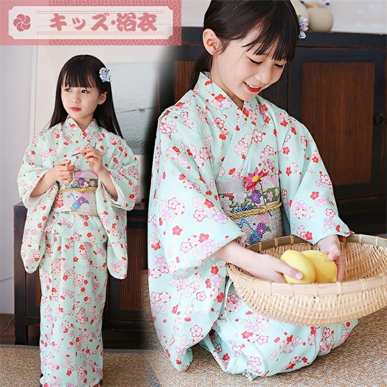 浴衣 子供 ガールズ 花柄 キッズ ゆかた 単品 桃色 ピンク 可愛い浴衣 子供浴衣 蝶結び 女の子 浴衣 簡単着付け ドレス キッズ 花火大会 夏祭り ハロウィン 夏ファッション ダンス発表会 着物