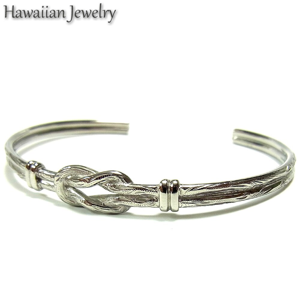 ハワイアンジュエリー バングル スチールシルバー スクロール 波 インフィニティ― プレゼント ギフ
