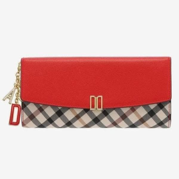 DCWA4F401R2 [VICTORIA] レッドチェック配色 DDロゴ 3段長財布