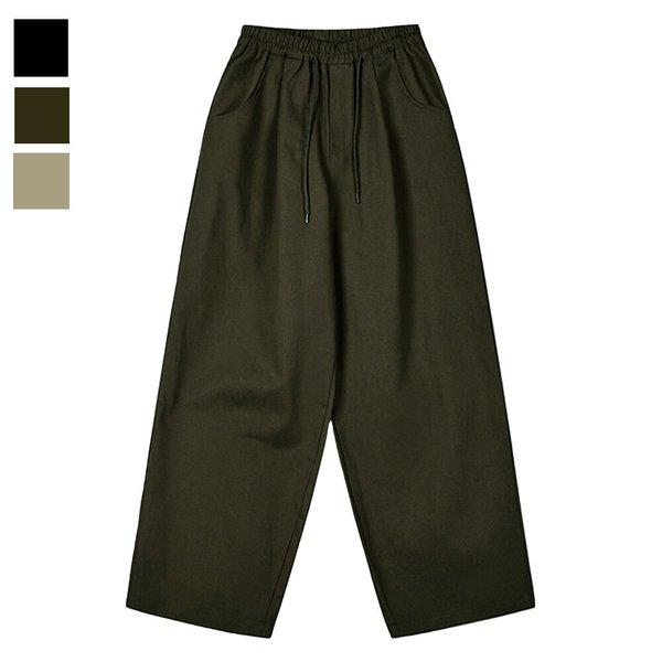 メンズ季節の変わり目ワンタックワイドバンディングパンツ GN-PTA-Q016-カーキ
