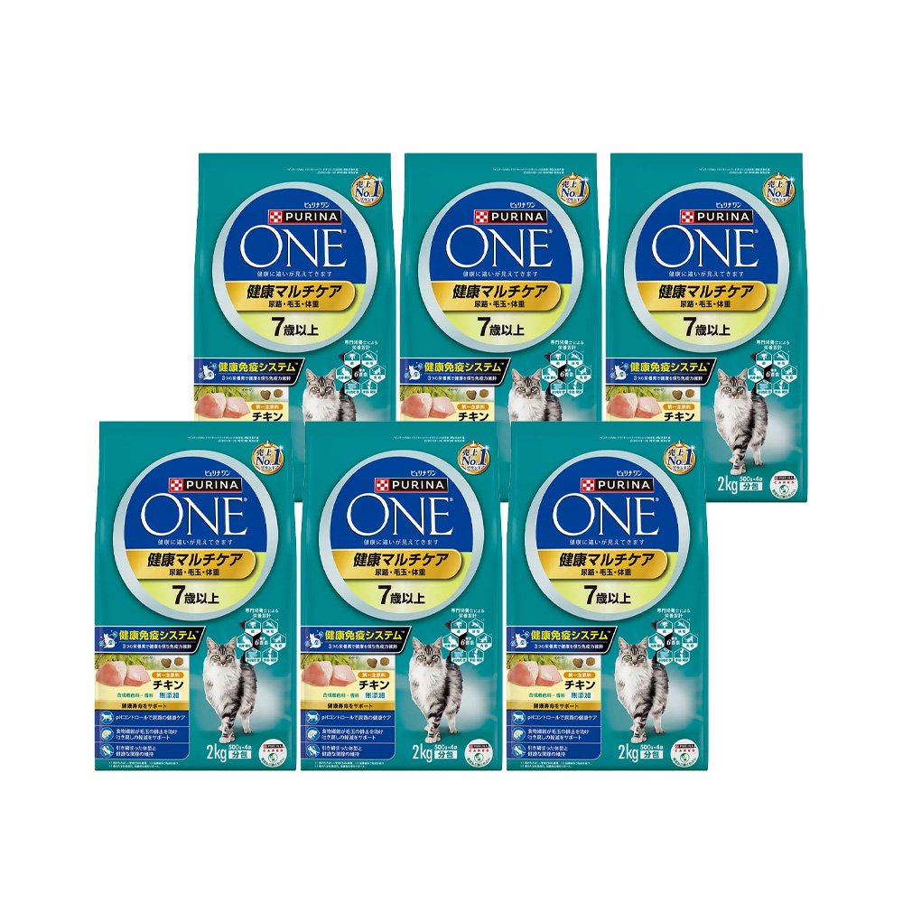 キャットフード　ピュリナワン　猫　キャット　健康マルチケア　７歳以上　チキン　２ｋｇ（５００ｇX４袋）X６袋　ＣＲＣ35―15―68―20―00