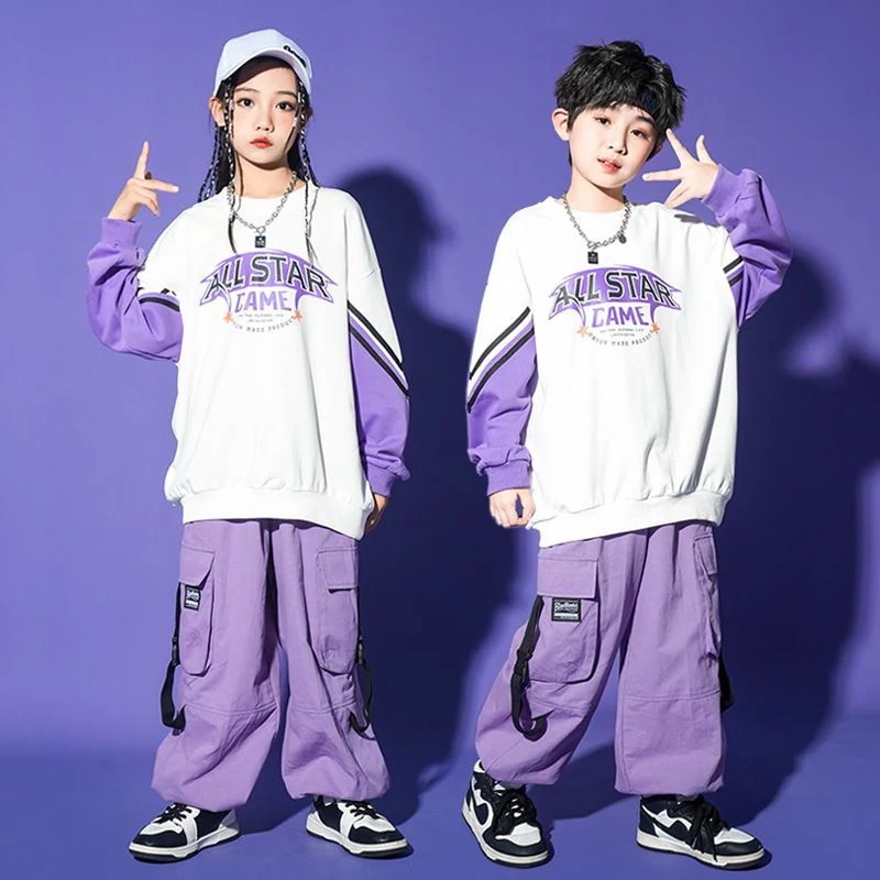 秋の子供の街のダンスの公演服の男の子のヒップホップhiphopの女の子のゆったりとした運動のジャズのダンスのファッション服のスーツ