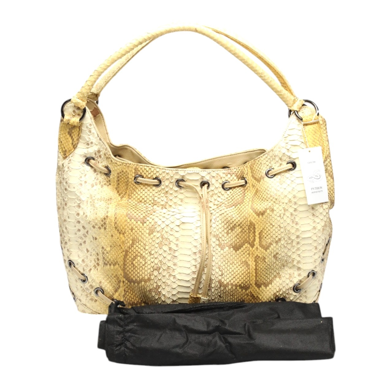 パイソンLB2029 高級本革使用 トートバッグ ダイヤモンドパイソン イエロー