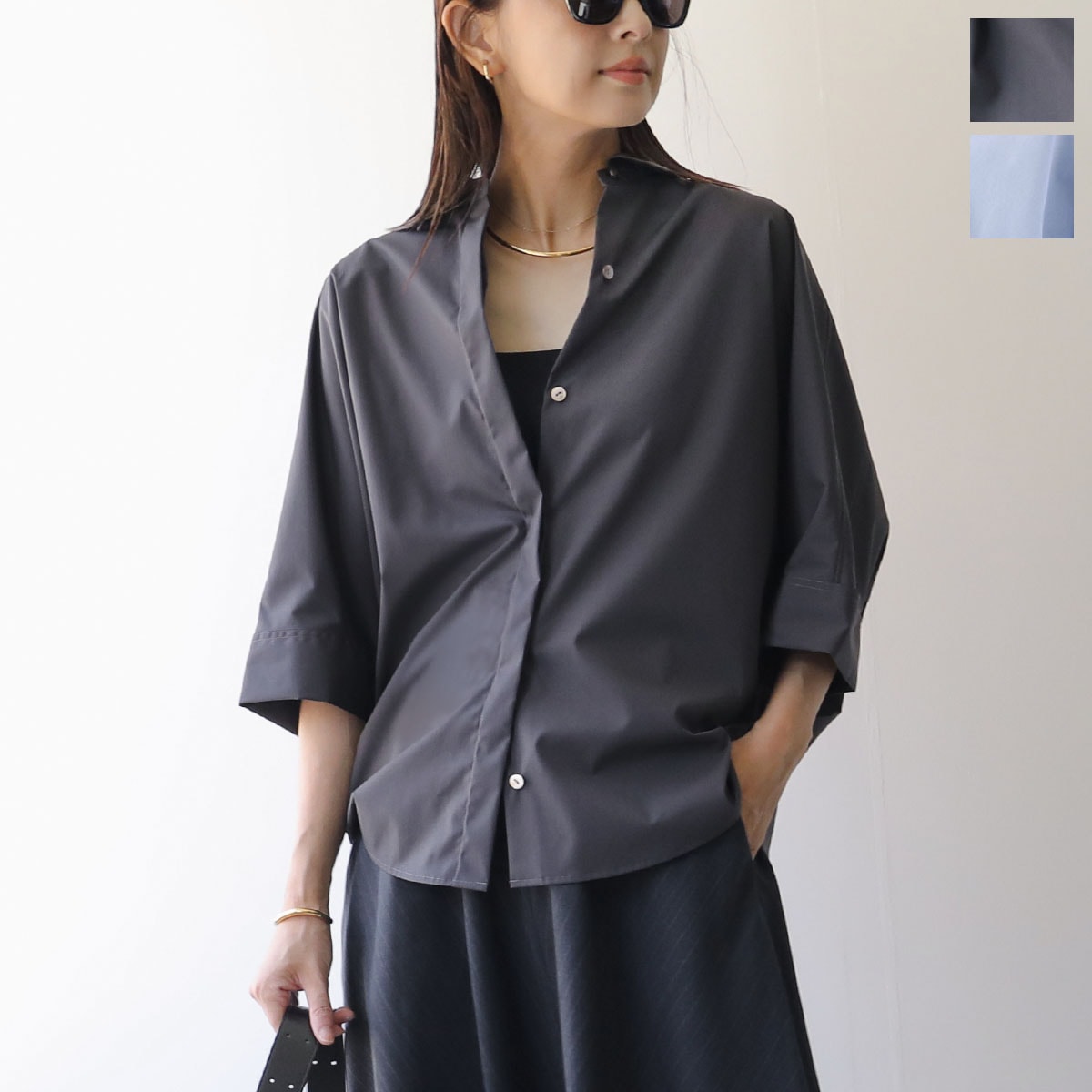 marmors マルモア シャツ dolman sleeve shirt 0225301111 レディース ドルマンスリーブ タイプライター 五分袖 カラー2色