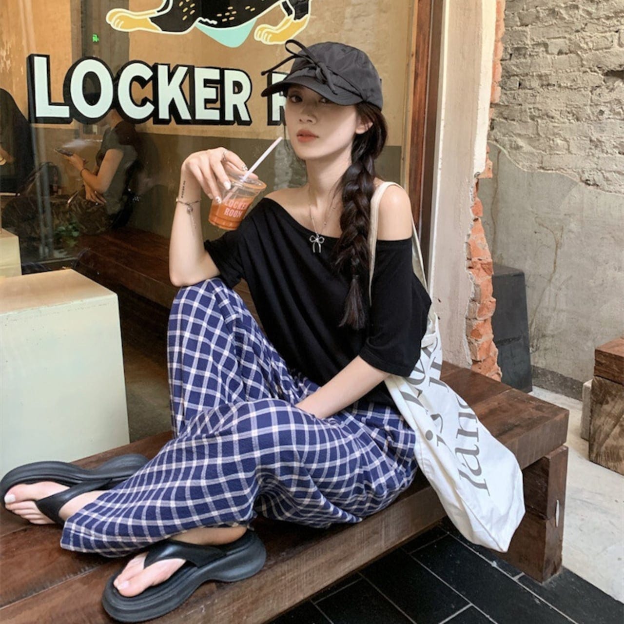 2024春夏Tシャツ×チェック柄パンツセット安い