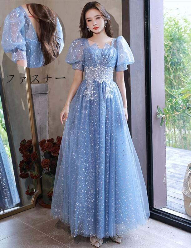 人気 プリンセスライン 結婚式 ロング丈ワンピース 高級感 パーティードレス ロングドレス 韓国風 スレンダー 洋服 花嫁の介添え人 ドレス 忘年会 半袖 Aラインドレス 宴会ドレス ステージ 衣装