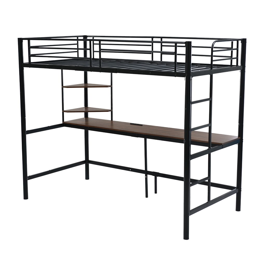 244【元sku301277】システムベット ロフトベッド シングル コンセント付き デスク付き 収納付き ラック棚付き 耐荷重250kg 高さ170cm 北欧風 二段ベッド 部屋二段ベッド スチール