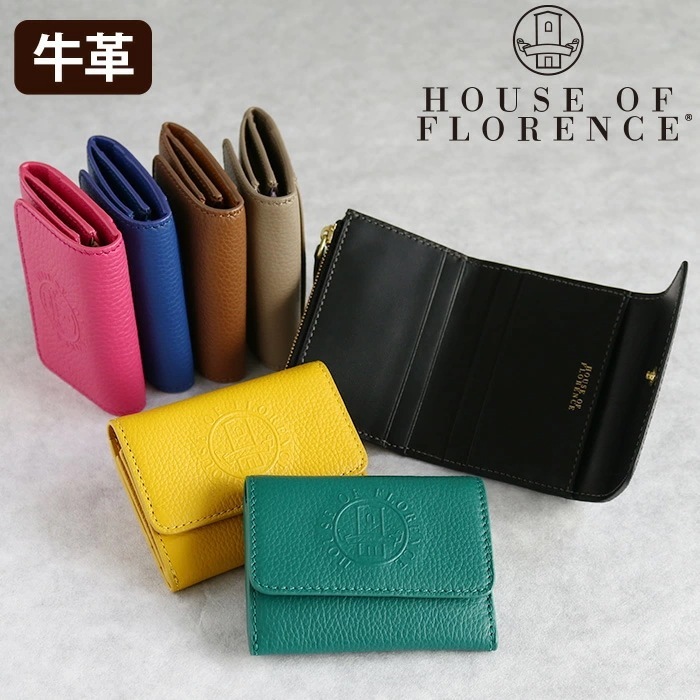 折財布 三つ折り HOUSE OF FLORENCE ハウスオブフローレンス 財布 牛革 ウォレット カードポケット 小銭入れ コンパクト レディース Primo 002105Cl
