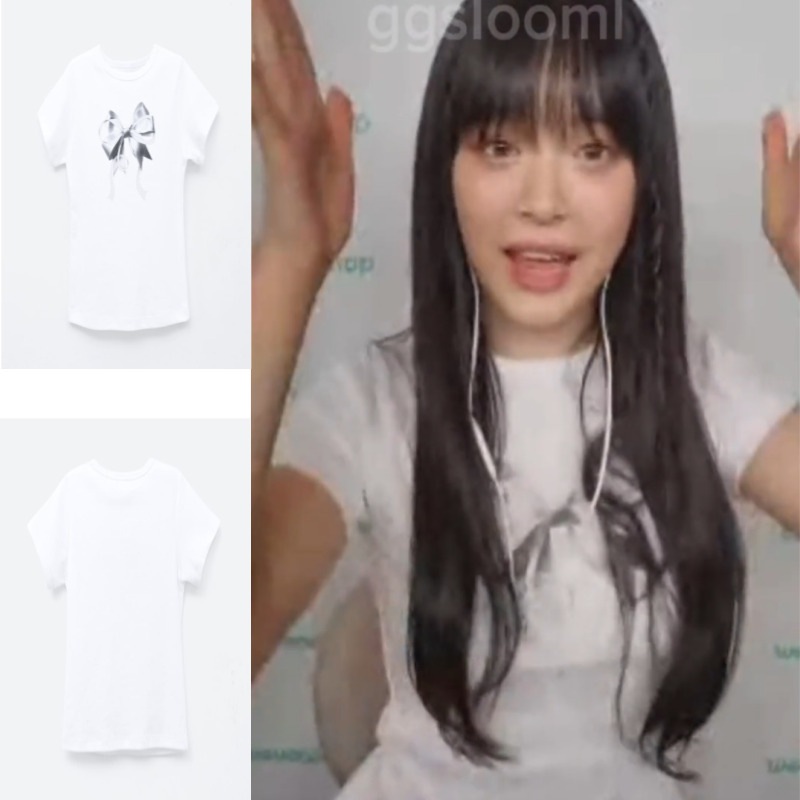 [NEWJEANS HANNI 着用] DOUBLE RIBBON SLIM CROP T SHIRT 2 Colors (JENNIE着用)