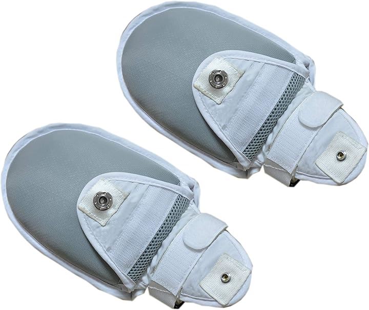 理学療法士監修 介護ミトン 介護手袋 看護ミトン メッシュ素材で通気性良好 簡単には開かない特殊なホックでひっかき防止 左右兼用 軽量(グレー（クッション入り）, 2個 (x 1))