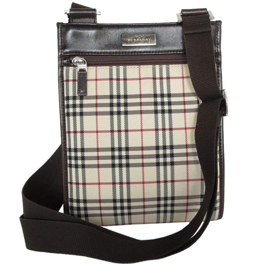 バーバリー BURBERRY 斜め掛けショルダーバッグ ノバチェック キャンバス/レザー ベージュ/ブラウン ユニセックス s0343f