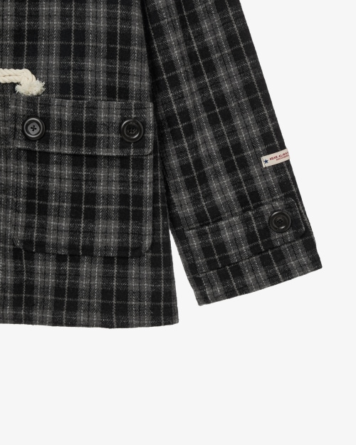 【AEAE】 FUR HOOD DUFFLE COAT [CHECK BLACK] 正規品