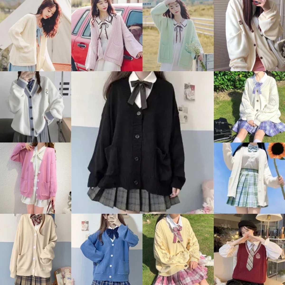 ベーシックニット カーディガン 韓国 ニットカーディガン 女子高生制服 Vネック 厚め カーディガン セーター カーデ オフィス 学生服 スーツ 涼しく楽ちんセットアップ ブラウス