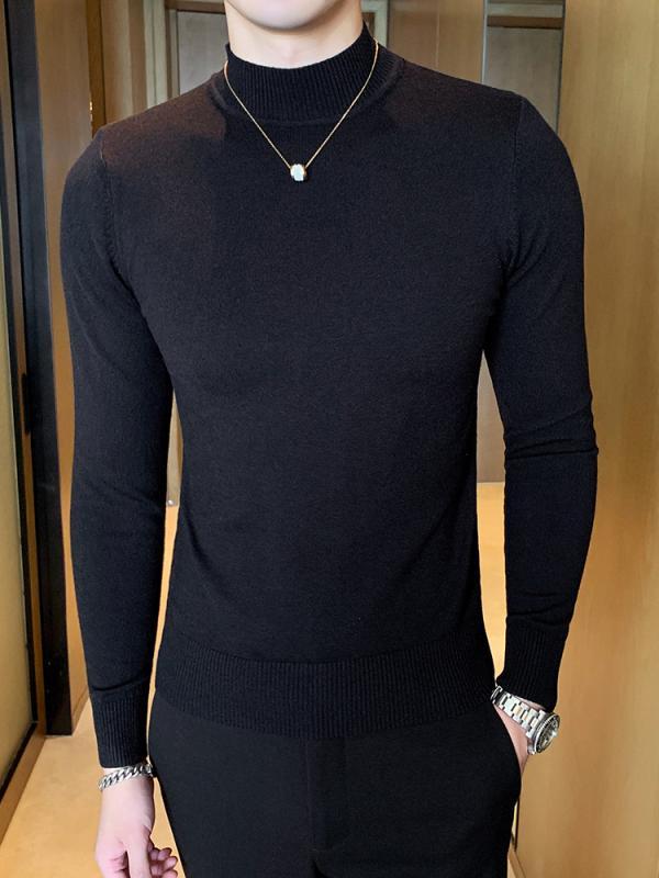 シャツ メンズ 秋 冬 ニット ハーフ タートルネックセーター 新 厚手 暖かい タイト セーター スリム ボトム