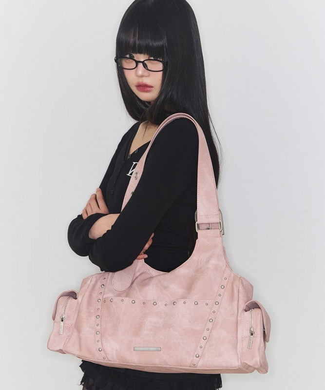 ループダブルポケットショルダーバックピンク