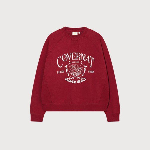 長袖Tシャツ CQK CO2501CR74-RD ウーマン ビンテージ グラフィック スウェットシャツ レッド