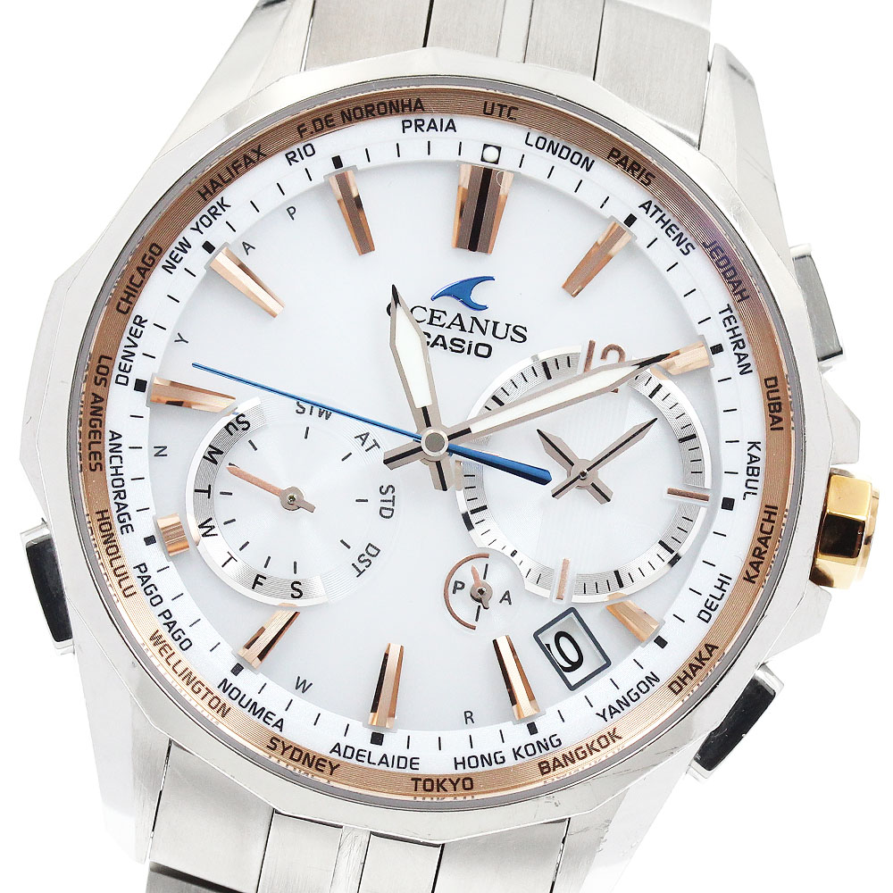 カシオ CASIO OCW-S3400E-7AJF オシアナス マンタ デイデイト ソーラー電波 メンズ 箱・保証書付き_943952【中古】