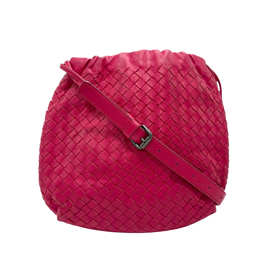 ボッテガヴェネタ BOTTEGAVENETA ショルダーバッグ イントレチャート レザー レッド系ピンク レディース z2991