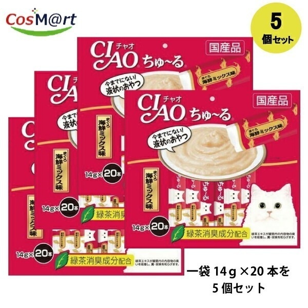 【5個セット】ちゃおチュールまぐろ海鮮ミックス味14g20本4901133720376-5