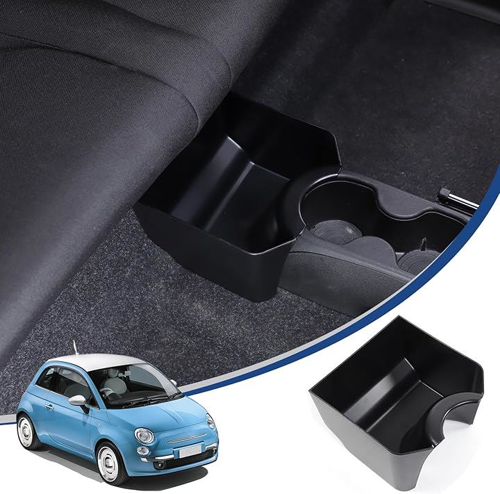 新型 フィアット 500 2016~2024に適用 収納ボックス ナビ 後部座席カップホルダー収納ボックス 収納バッグ ABS製 取付簡単 車用収納 車内 小物入れ 便利グッズ カスタム