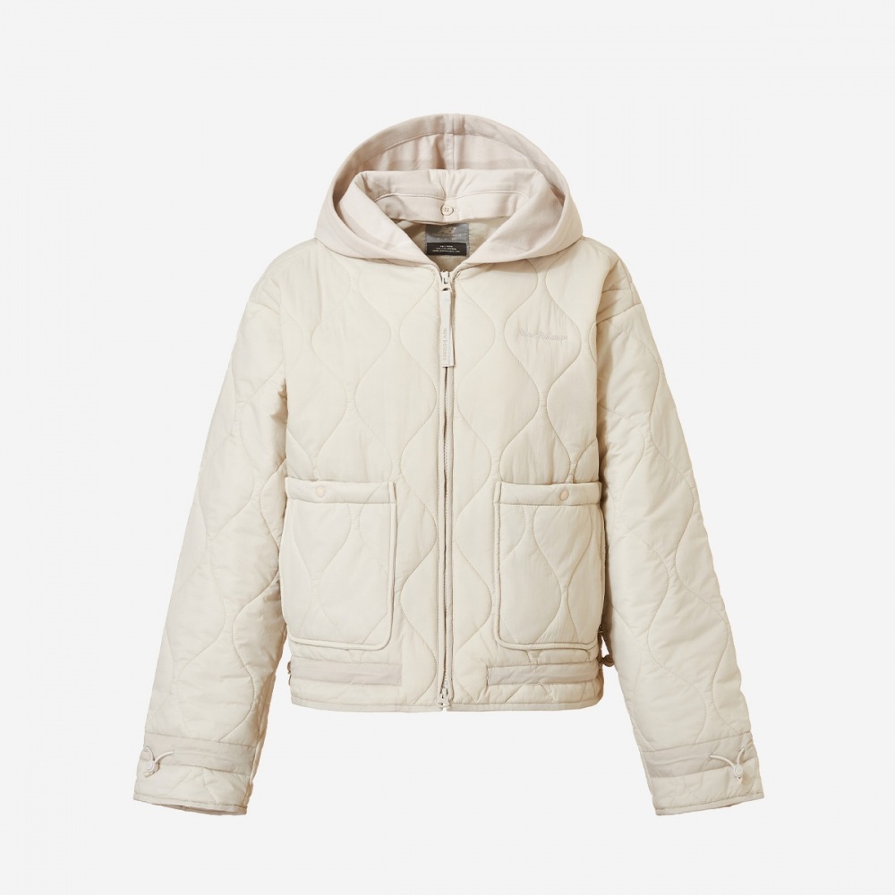 ニューバランスレディースパーカーセミクロップパッド入りジャケット NBNQEBW902-(35) ベージュ