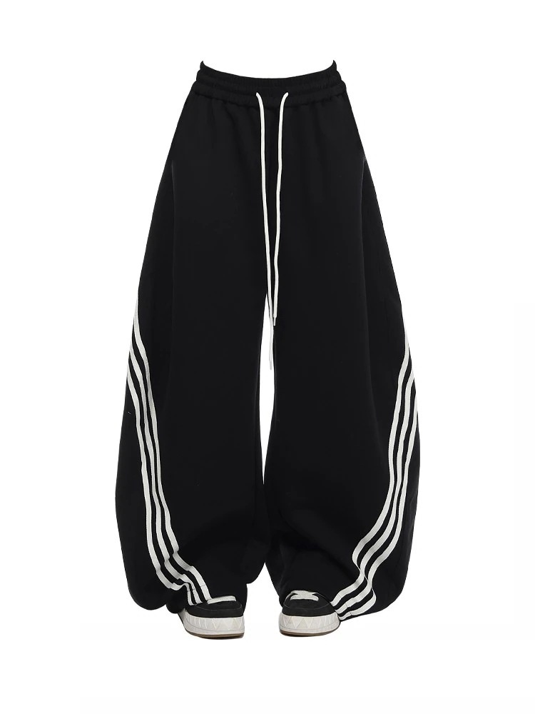 かわいい 厚手 2type 裹起毛 ハイウエスト 脚長効果 秋冬 美脚効果 2025 細見え おしゃれ カジュアル モップパンツ 韓国系ファッション レディースサイド衣装トラック 暖かい パンツ