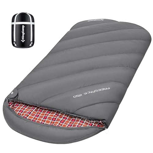 KingCamp 寝袋 シュラフ フランネル生地 冬用 オールシーズン 封筒型 大きいサイズ 幅100cm 2.1KG コンパクト防水 洗える sleeping bag 災害 防災 アウトドア 登山
