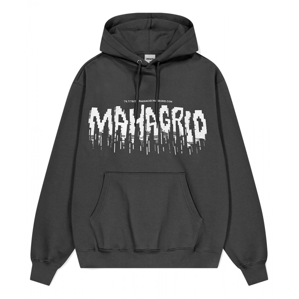 マハグリッドディストーションパーカーチャコール (MG2DFMM427A)