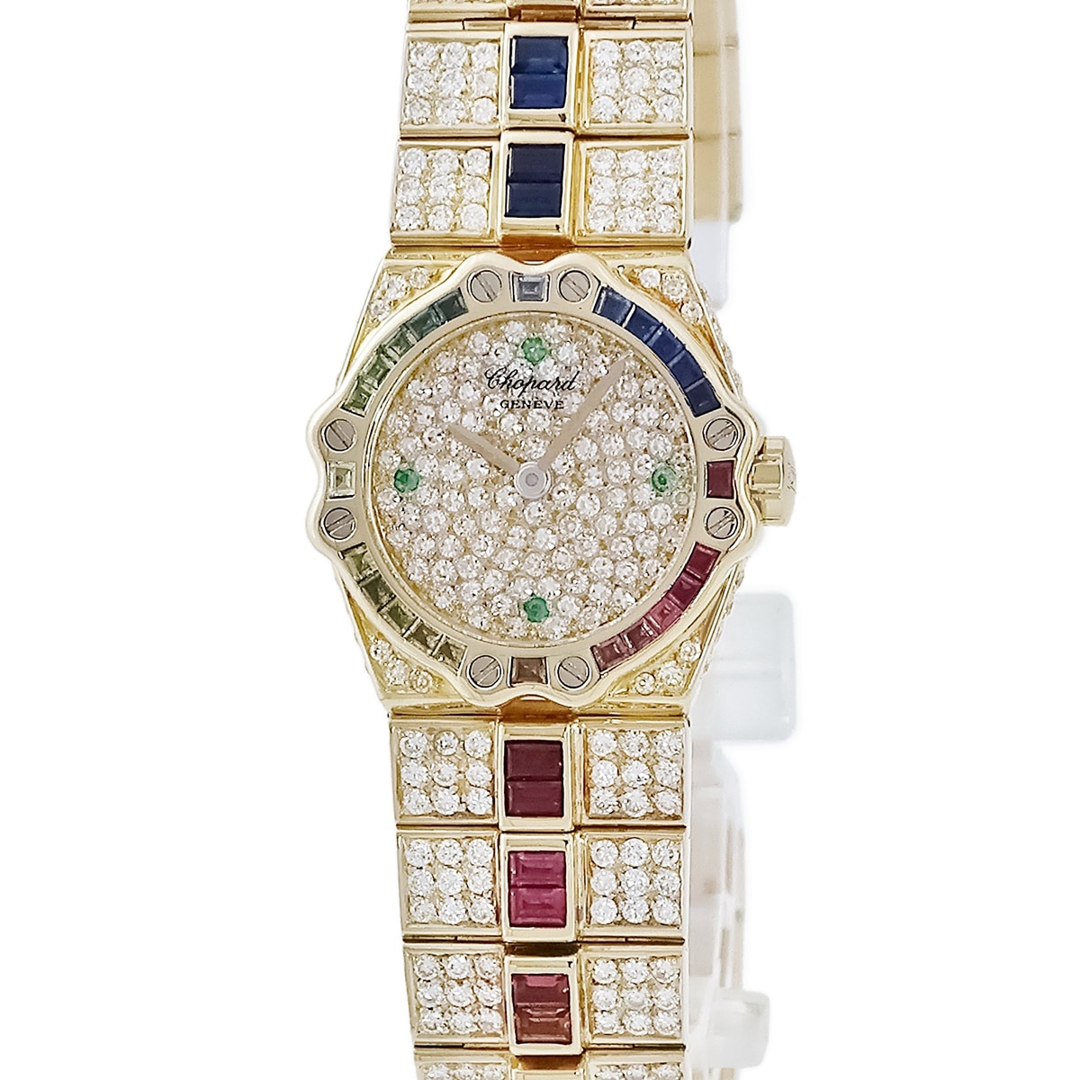 サンモリッツ 25/S4888 クオーツ レディース K18YG×K18WG コンビ 純正ダイヤ レインボー 3年保証