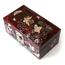 ギフトセット gift set/福袋 /螺鈿(らでん)飾り/韓国の工芸品/らでん飾り塗り物/記念品 /祝い返しやお返し品にも！螺鈿宝石箱 花蝶十長生宝石箱
