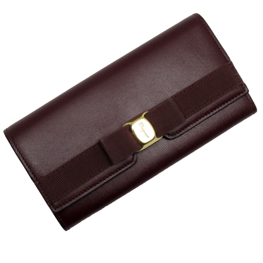 サルヴァトーレフェラガモ Salvatore Ferragamo 長財布 ヴァラリボン レザー ボルドー レディース t19287a