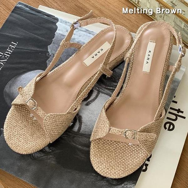 レディース夏ラタン スリングバック フラット K80