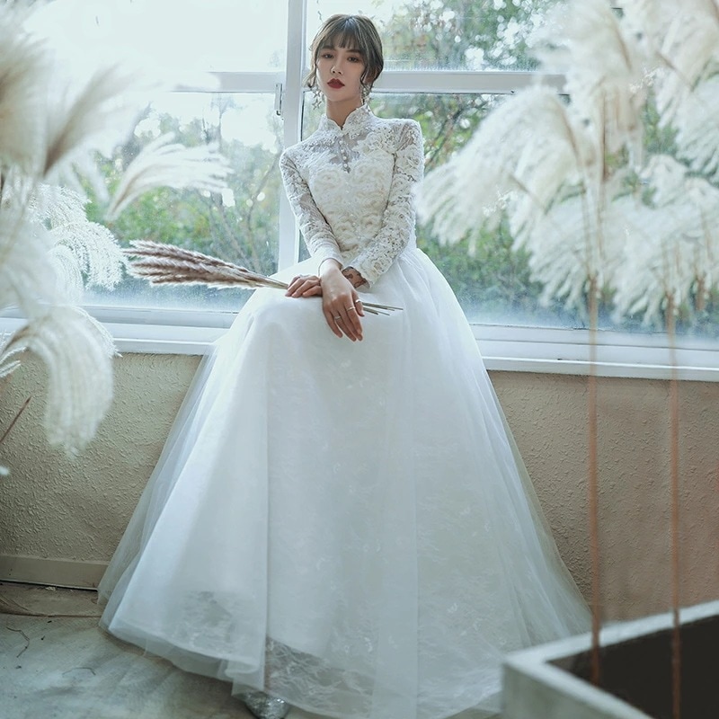 【即日発送】【赤字覚悟】ウエディングドレス 長袖 結婚式 ロングドレス Aラインドレス パーティードレス 花嫁 ドレス ウェディングドレス 二次会 お呼ばれ ブライダル エンパイア ワンピース 演奏会