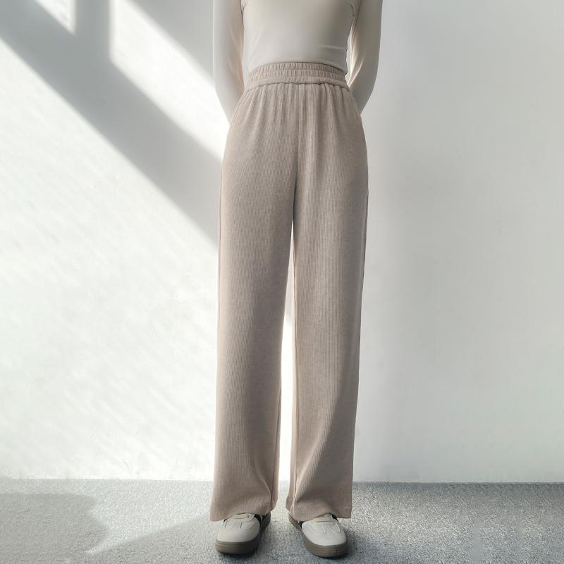 レディース ボトムス 秋冬 コーデュロイ カジュアル パンツ ウエストゴム ストレートパンツ 万能 ワイドパンツ シンプル ベーシック
