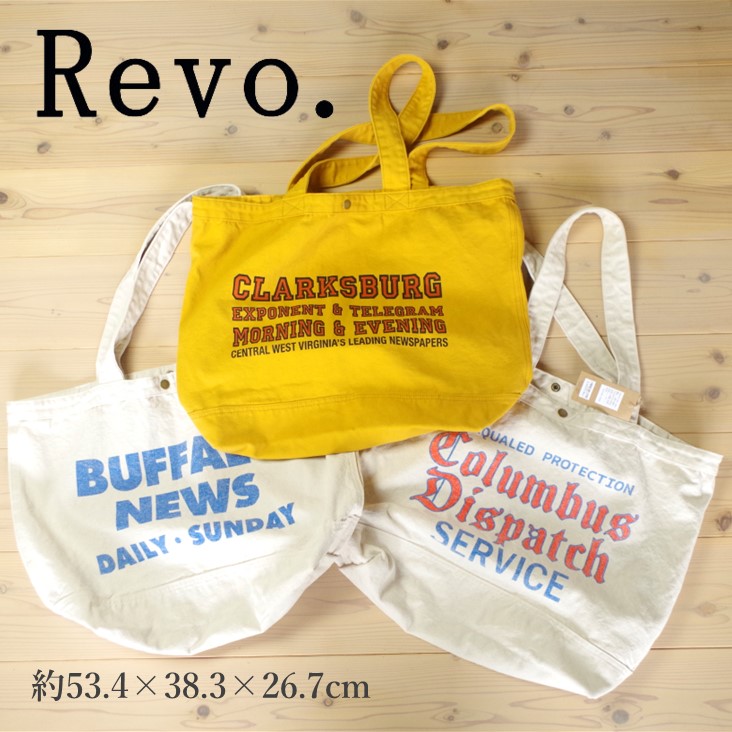 Revo. Rebuild the fabric ヴィンテージライク キャンバス トートバッグ マザーズバッグ 大容量 綿100％ ヴィンテージロゴ カレッジロゴ プリント PR-188