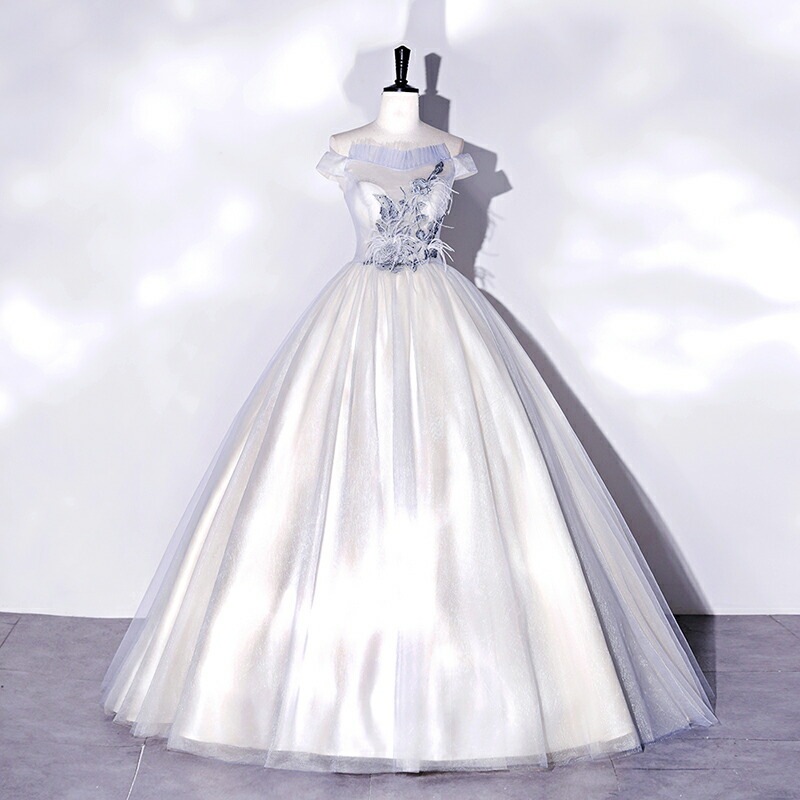 カラードレス 演奏会用ドレス オフショルダー 前撮りドレス 結婚式 二次会 披露宴 撮影 卒業式 成人式 パーティードレス ノースリーブ ロングドレス プリンセスラインドレス 編み上げタイプ イブニン