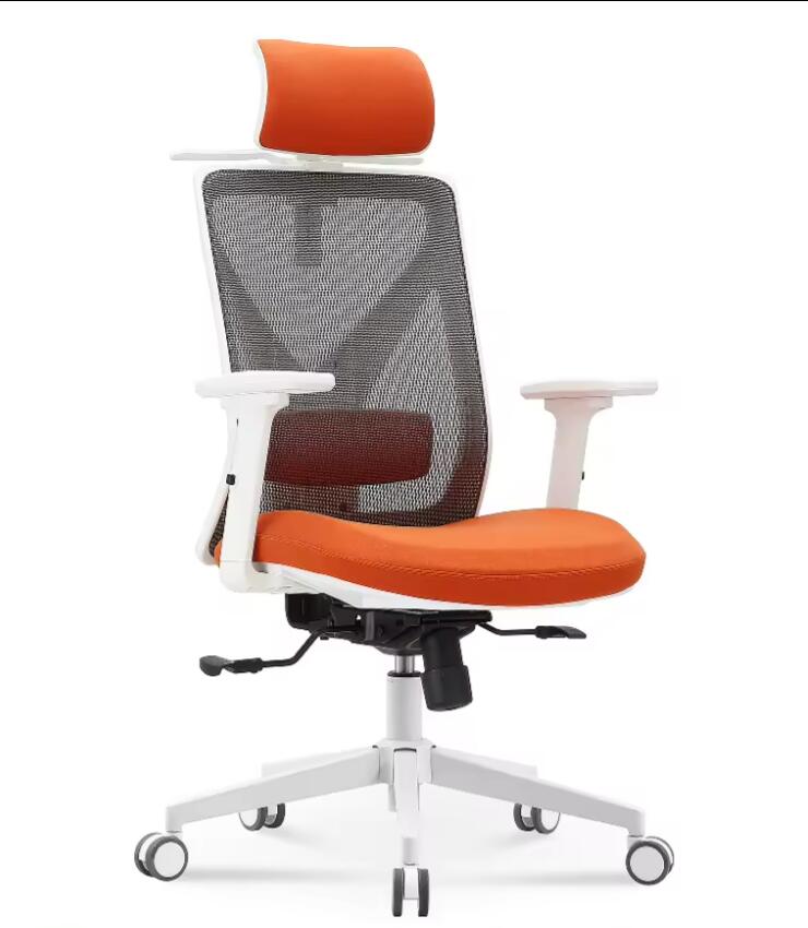ホワイトフレーム人間工学に基づいたメッシュオフィスチェアランバーサポート付き椅子　チェア