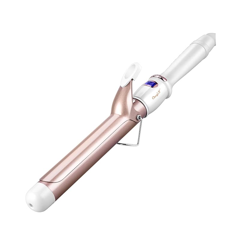 CkeyiN カールアイロン 32mm コテ カーリングアイロン ヘアアイロン マイナスイオン 80℃230℃温度調節 LCD表示 プロ仕様 ゆる巻き オートスリープ 海外対応（ホワイト&ゴールド3