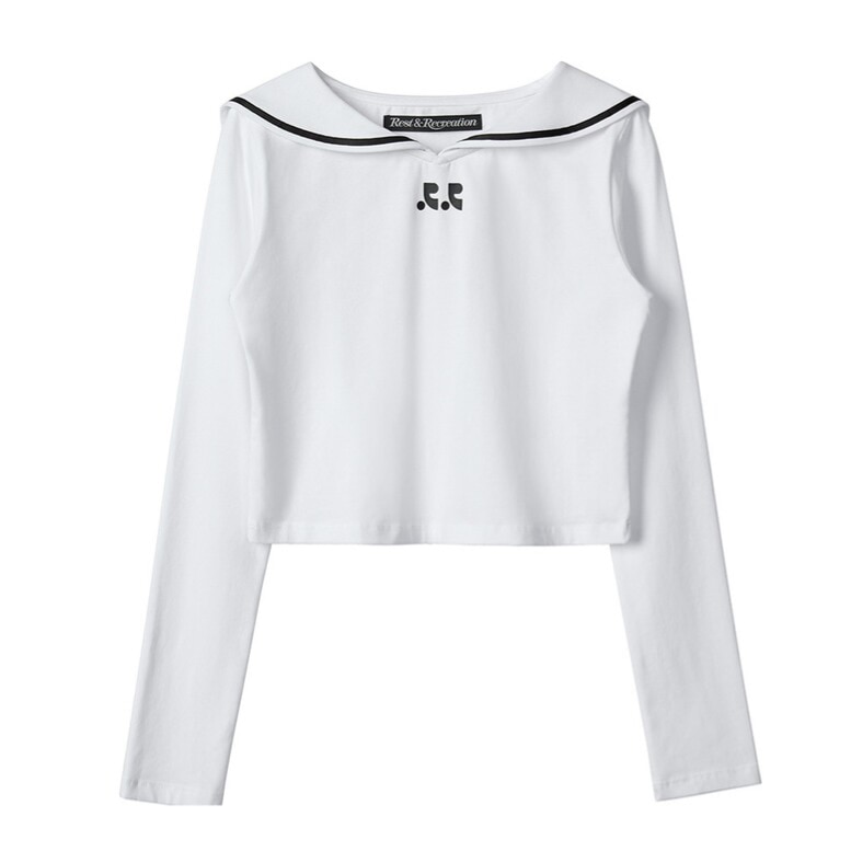 RR SAILOR COLLAR CROP TOP - WHITE