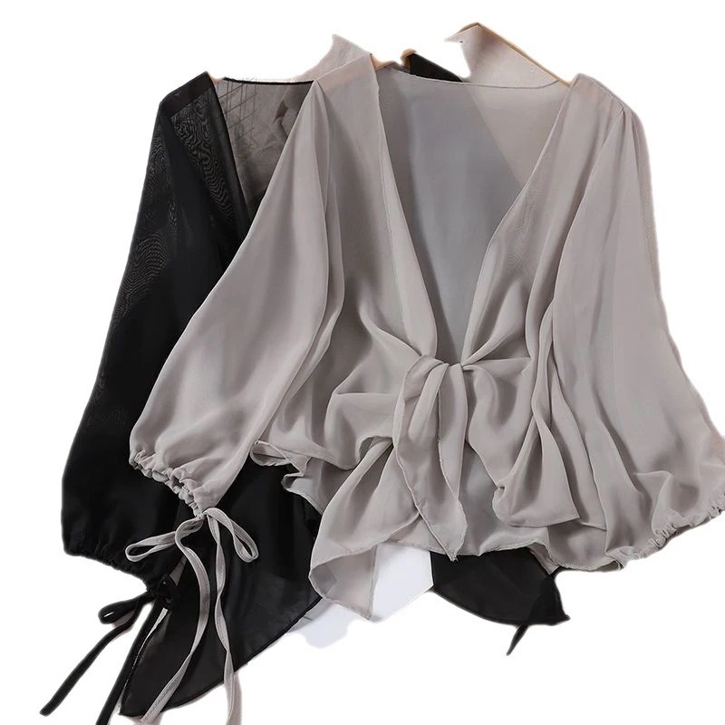 24カーディガン日焼け止めの服の女性薄い韓国の気質のシフォン 冷房対策 アウターレディー uvカット無地 UVカットパーカー 紫外線対策 カーディガン