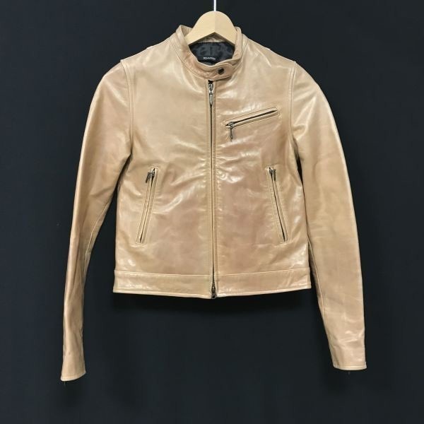SCHAFFEN/シャッフェン馬革/ホースレザー/シングルライダースジャケット【Womens size -2/ベージュ】フルジップXBC297