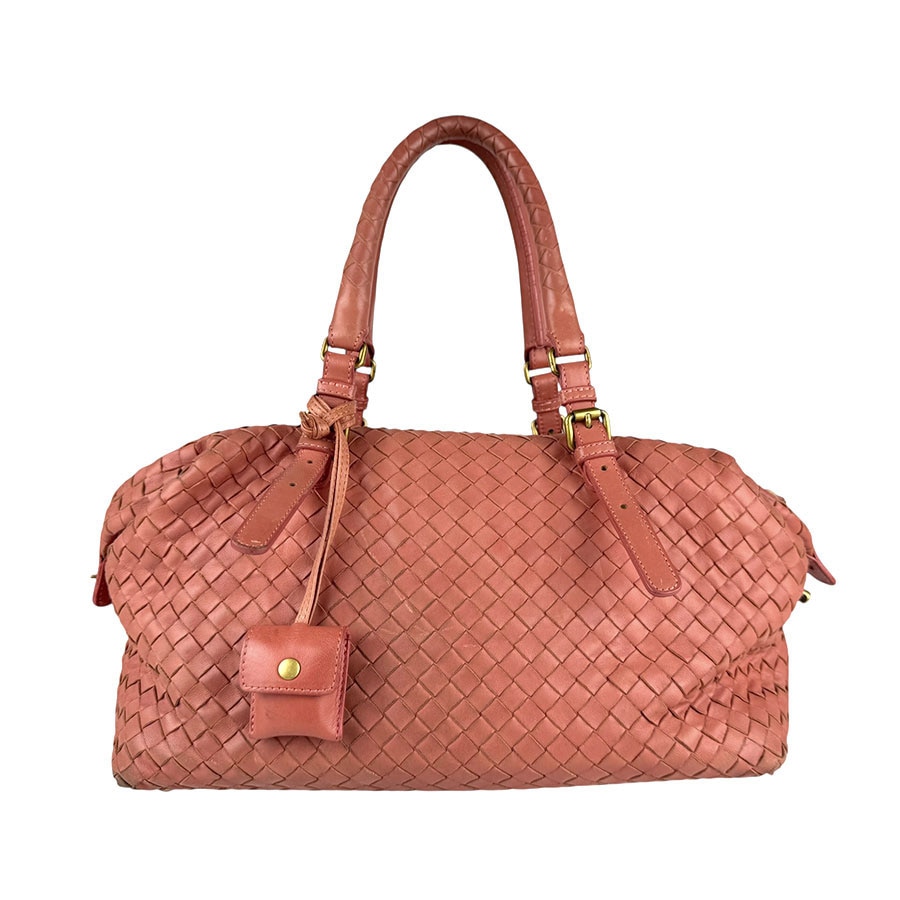 ボッテガヴェネタ BOTTEGAVENETA ハンドバッグ イントレチャート レザー コーラルピンク レディース z6556