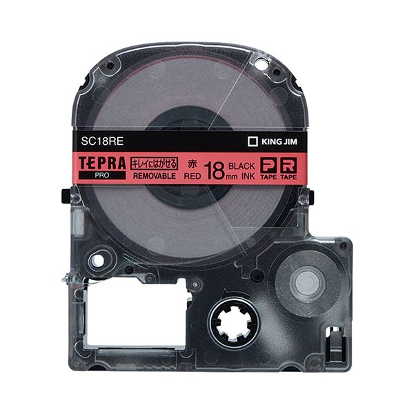 (まとめ) キングジム テプラ PRO テープカートリッジ キレイにはがせるラベル 18mm 赤/黒文字 SC18RE 1個 (×10セット)