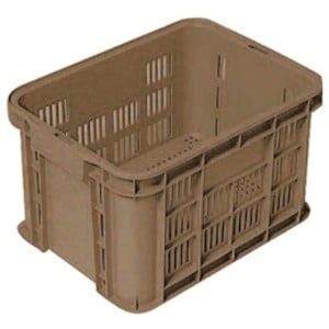 (5個セット) リステナー/網目コンテナボックス (GB-13) ブラウン メッシュ構造 (みかん 果物 野菜等収穫 保管 保存 物流)