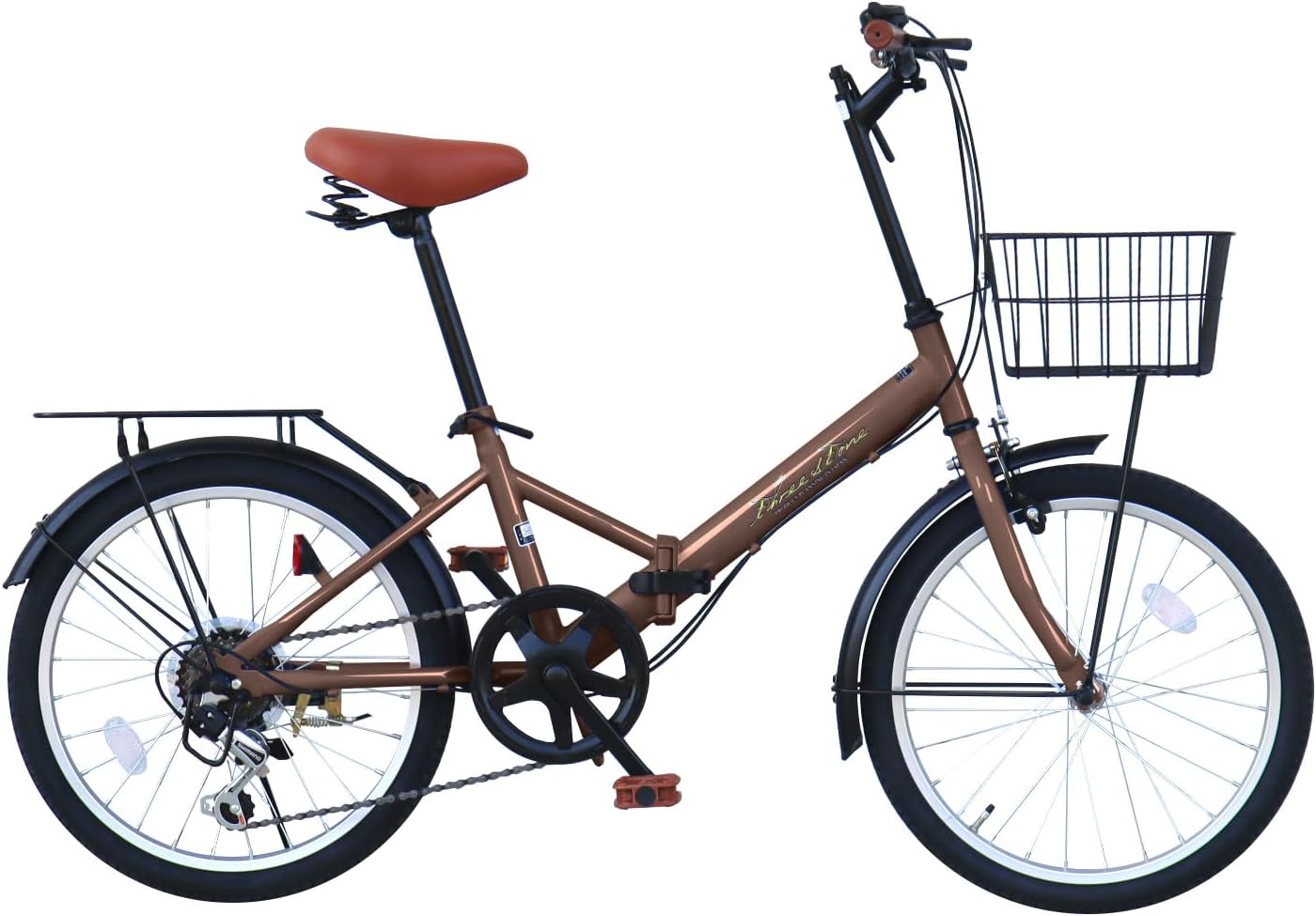 折りたたみ自転車 自転車 20インチ AJ-08C 荷台付き シマノ6段ギア カゴ ライト ワイヤーロック錠 プレゼント 通勤 通学 街乗り